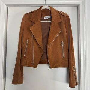 Susan Bender NY Suede Moto Flight Jacket Zipper Detail Size 6 Est. Retail $1895